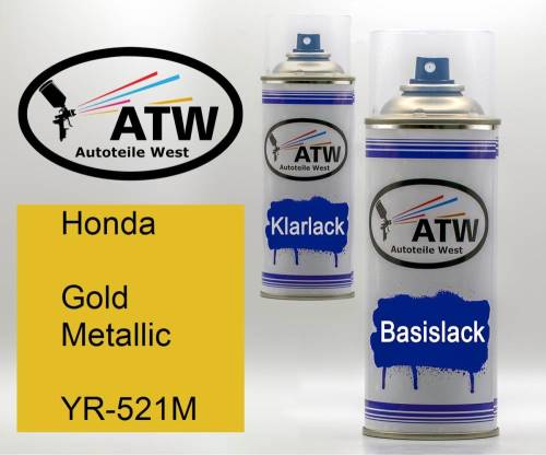 Honda, Gold Metallic, YR-521M: 400ml Sprühdose + 400ml Klarlack - Set, von ATW Autoteile West.